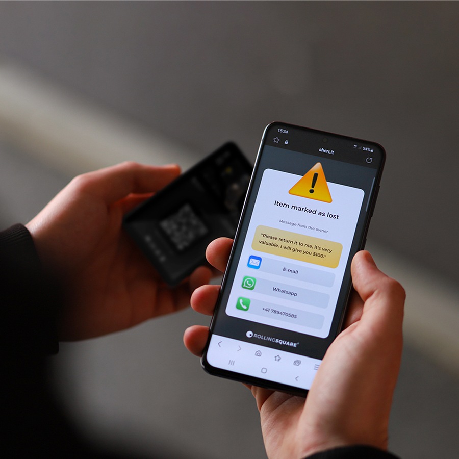 Rolling Square AirCard Wallet Tracker Safety Locator Anti-Loss Card-Size BLK