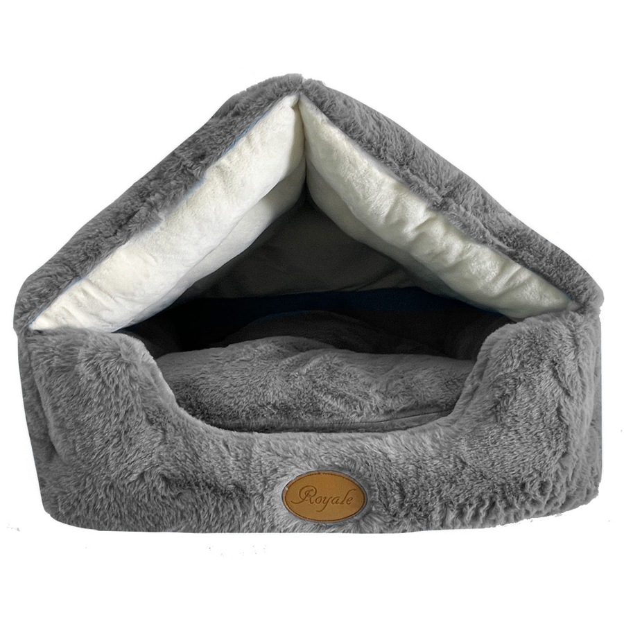 Royale 45cm House Cat Pet Igloo Bed Plush Soft Cozy Comfy Warm Cushion Dark Grey