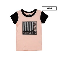 Russell Athletic Girls Block Part T-Shirt Athletic Top Size 8 Tee Tropical Peach