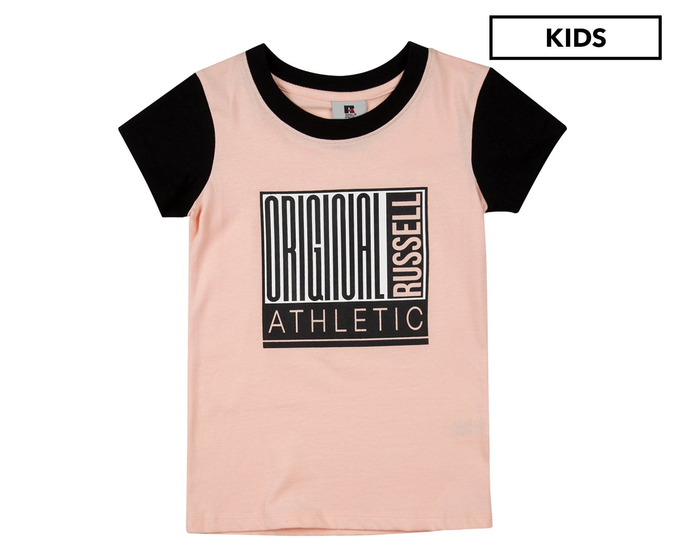 Russell Athletic Girls Block Part T-Shirt Athletic Top Size 8 Tee Tropical Peach