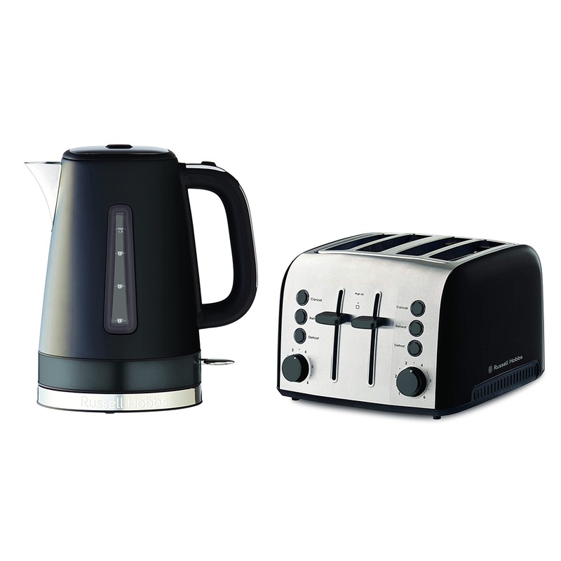 Buy Russell Hobbs Brooklyn Kettle & 4 Slice Toaster Black Combo MyDeal
