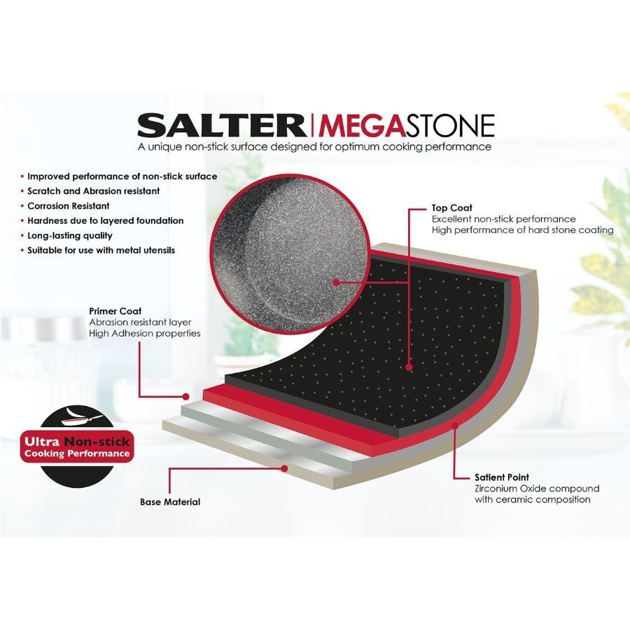 Salter 20cm Round Megastone Thermo Collar Non-Stick Cooking Frypan Cookware