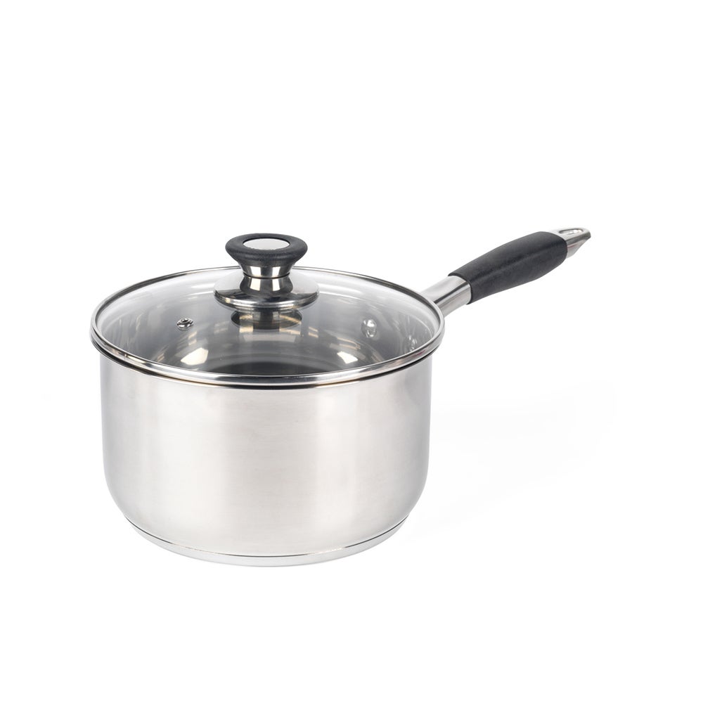 Salter 20cm Stainless Steel Saucepan w/ Black Handle Induction/Gas Cookware Pot