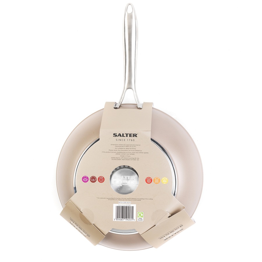 Salter 28cm Metallic Stir Fry Pan Non-Stick Induction/Gas Cookware Pan Champagne