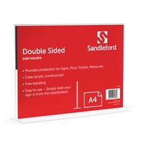 Sandleford 29.7cm Double-Sided T-Shape A4 Sign/Menu Holder Landscape Stand Clear