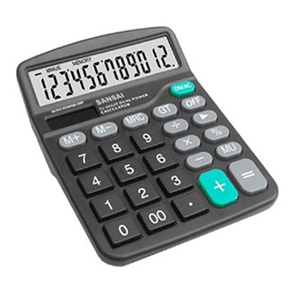 Sansai 12-Digit Dual Power Desktop Home/Office Calculator w/ Large Display Grey