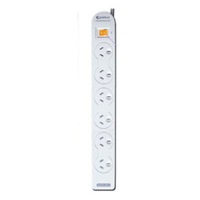 Sansai 6 Way Power Board Outlets/Socket w/ Overload Protection/1m Cord/Lead