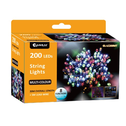 Sansai USB Power Indoor/Outdoor 20m 200 LED String Lights Party/Christmas Multi
