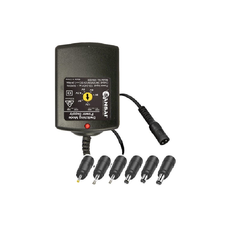 Sansai HW-828 AC Power Adaptor Switchmode Universal Multi Voltage Compact 1000mA