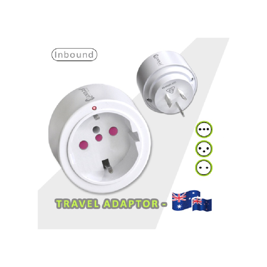 Sansai Travel Adaptor/Adapter Europe/Asia/Italy to AU/NZ Power Plug/Outlet White