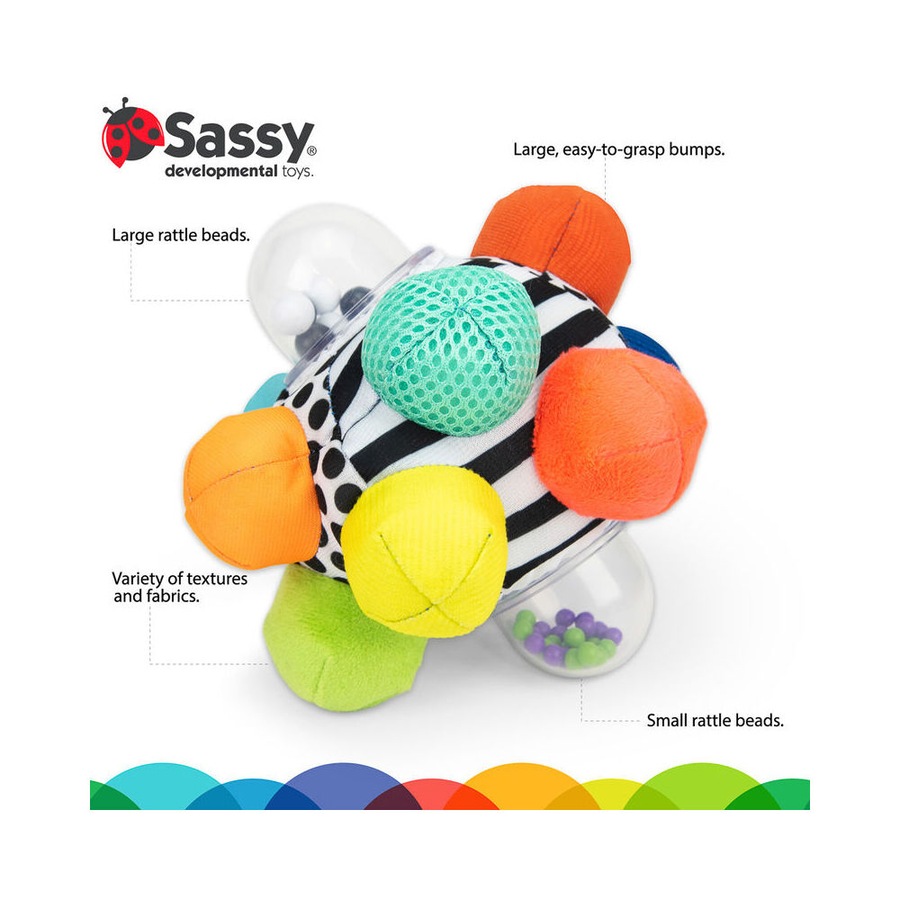 Sassy Baby Bumpy Ball Rattle Sensory Tactile Interactive Fun Play Toy 6m+