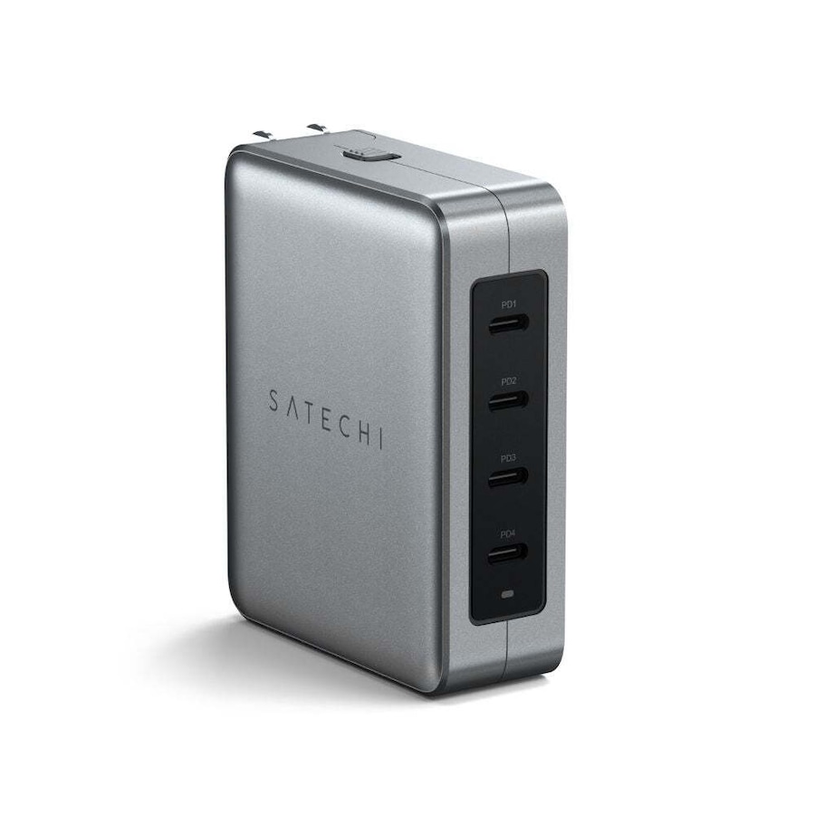 Satechi 145W 4-Port USB-C GaN Travel Charger w/ 4 EU/AU/UK/US Adapter Space Grey
