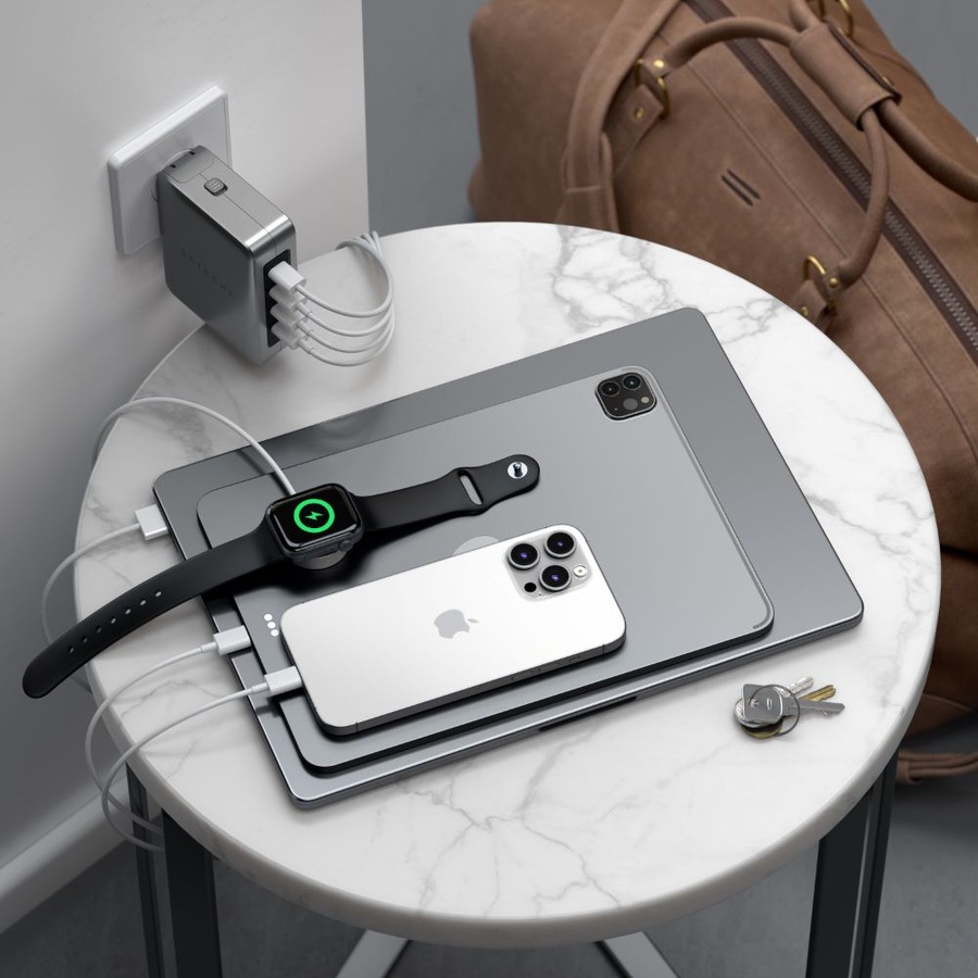 Satechi 145W 4-Port USB-C GaN Travel Charger w/ 4 EU/AU/UK/US Adapter Space Grey