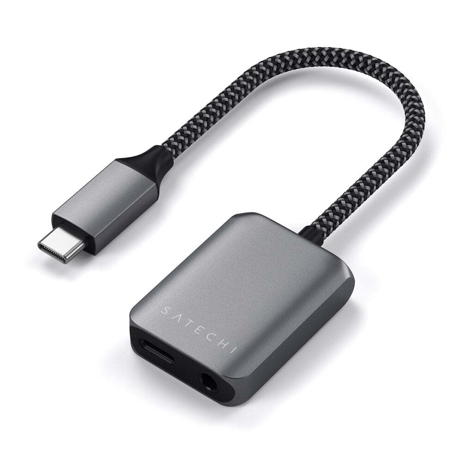 Satechi Braided USB-C PD to 3.5mm Audio Adapter For iPad Air/iMac Space Grey