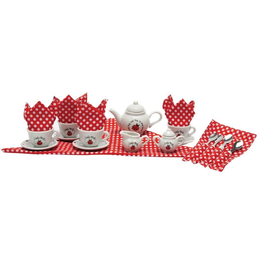 Schylling Ladybug Tea Set in Basket Kids/Children Picnic Fun Pretend Toy 8y+