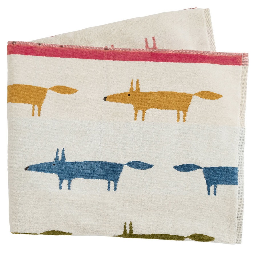 Scion Mr Fox Birthday 100% Cotton Shower Bath Sheet Multi-Coloured 90 x 150cm