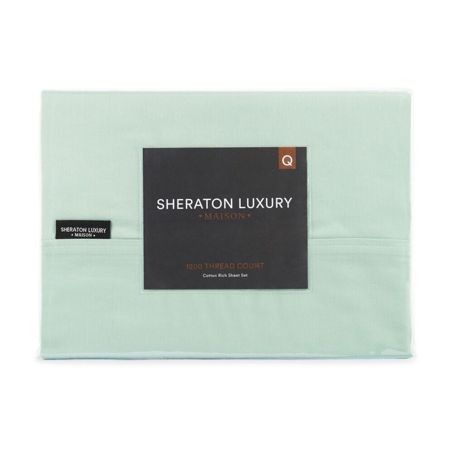 Sheraton Luxury 1200TC Cotton Rich Sateen King Sheet Set Sage