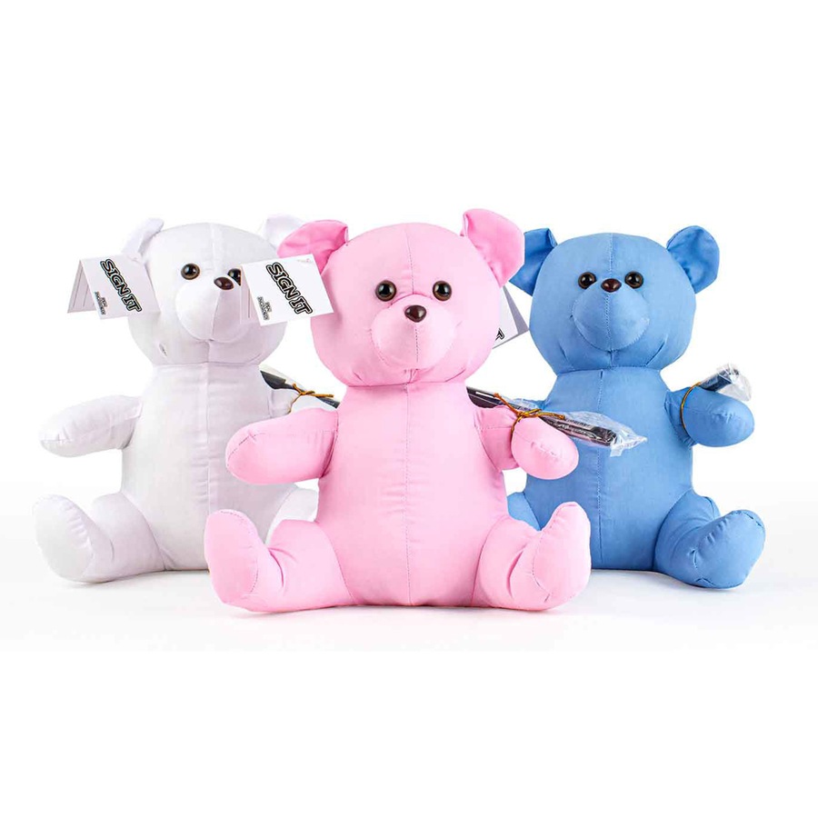 Signature Bear Stuffed Animal Soft Toy w/ Marker Personalised Gift White 25cm