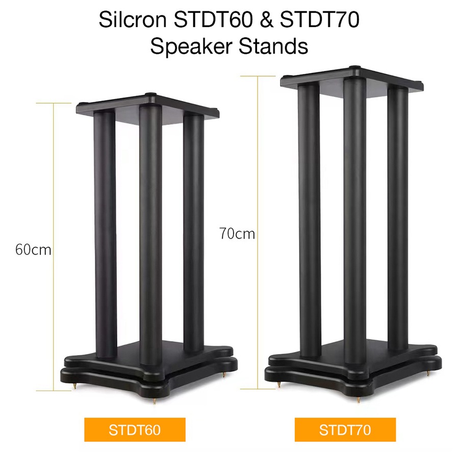 Silcron Podium Quad-L Steel Speaker Equipment Display Stand - Black 60cm