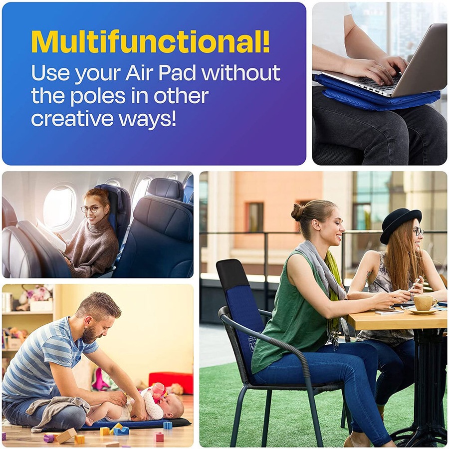 SitX AirPro Inflatable Foldable Portable Pocket-Sized Camping Chair Blue/Black