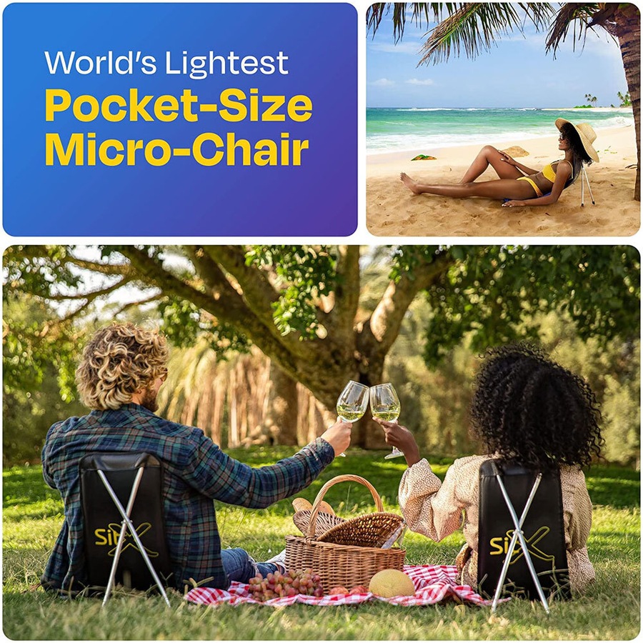 SitX AirPro Inflatable Foldable Portable Pocket-Sized Camping Chair Blue/Black