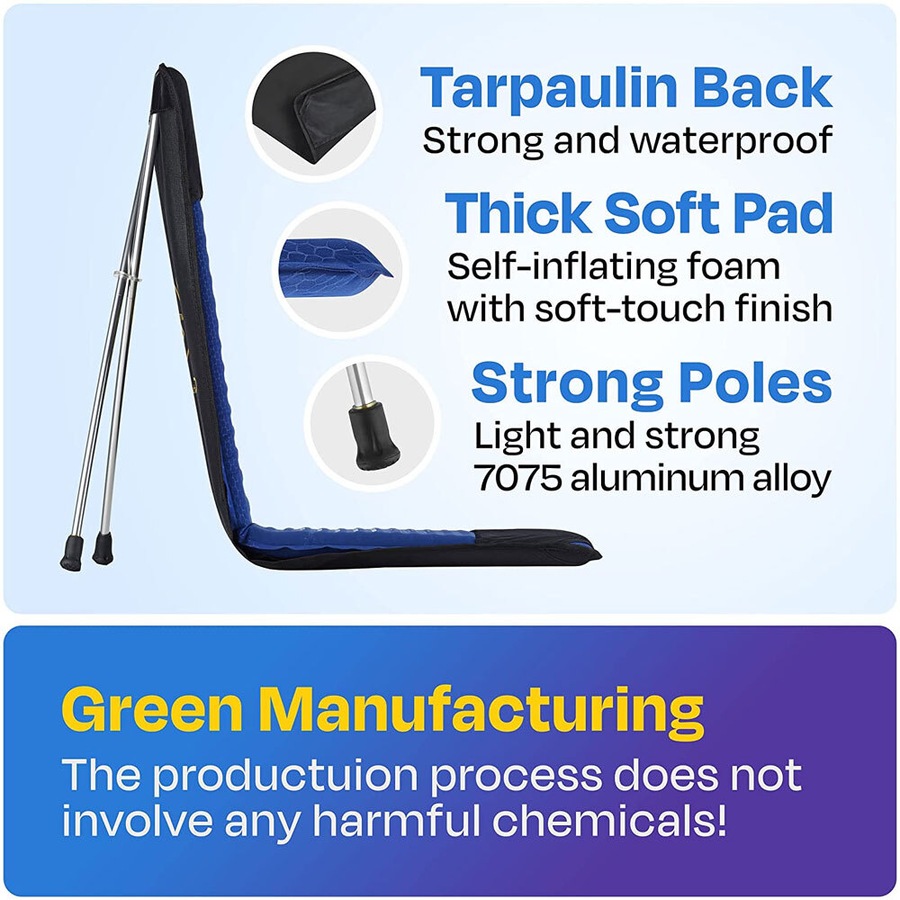 SitX AirPro Inflatable Foldable Portable Pocket-Sized Camping Chair Blue/Black