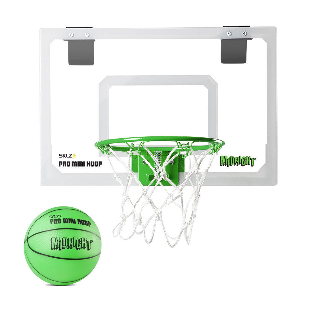 SKLZ Pro Mini 45.72cm Basketball Hoop Backboard w/Ball Midnight Glow In The Dark