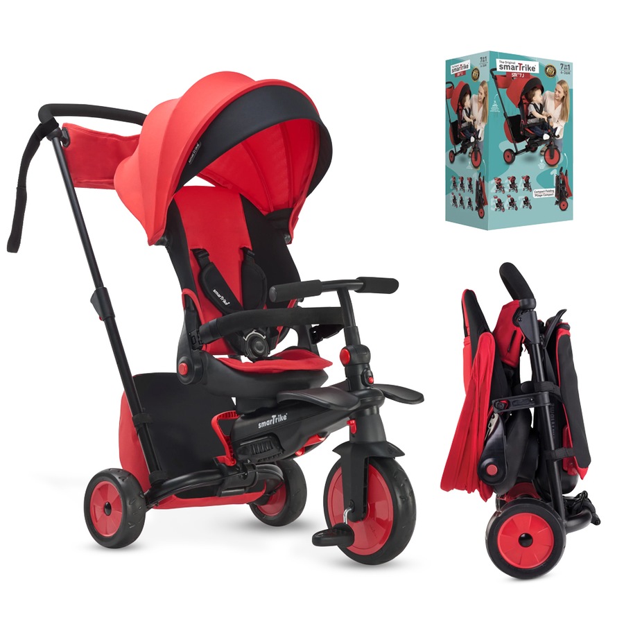 SmarTrike STR7 Journey Folding Tricycle/Pram/Stroller Toddler/Kids 10-36m Red