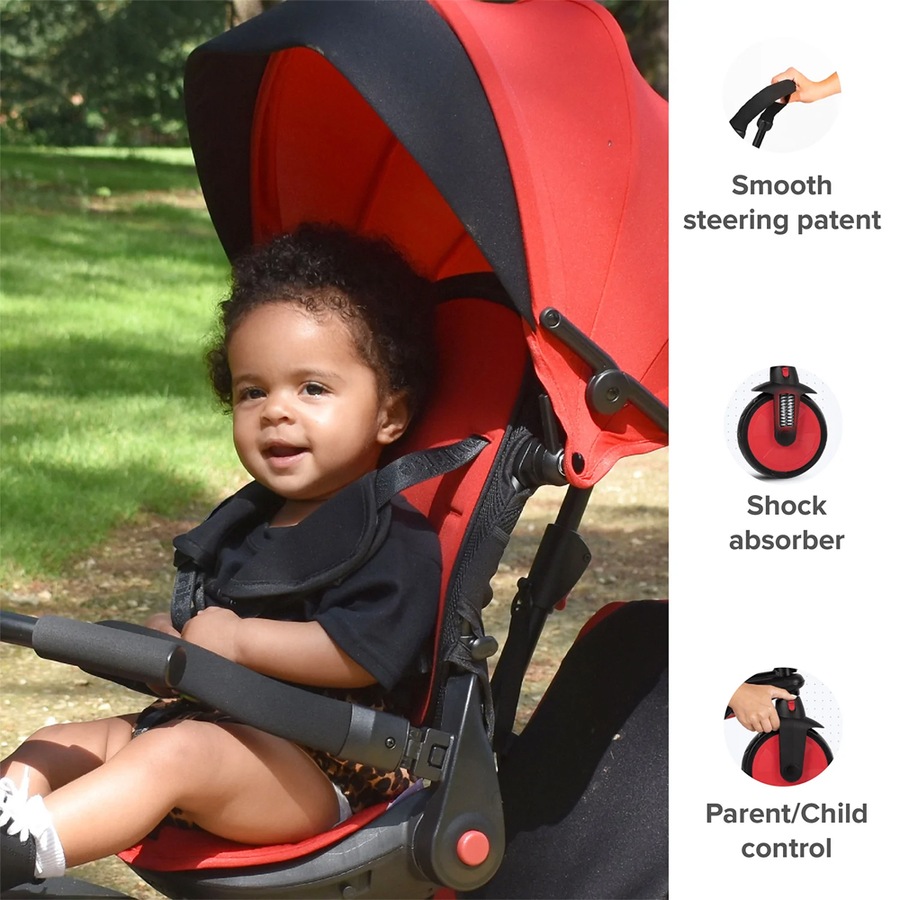 SmarTrike STR7 Journey Folding Tricycle/Pram/Stroller Toddler/Kids 10-36m Red