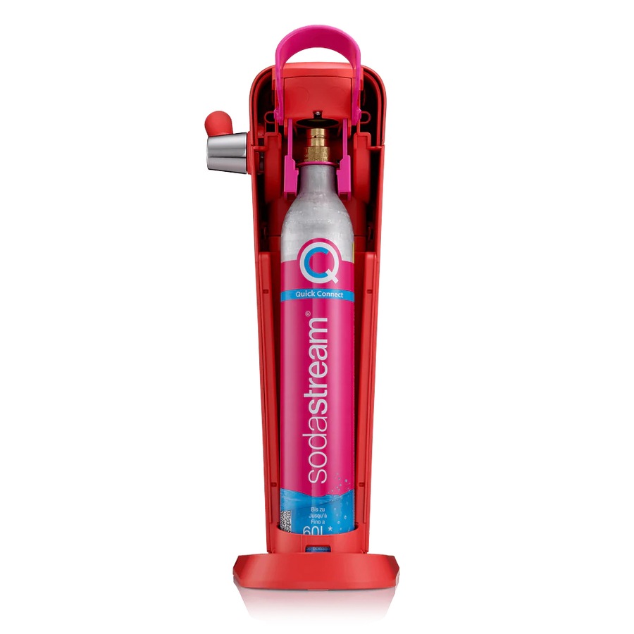 SodaStream Art Sparkling Water Maker w/60L Gas Cylinder & 1L Bottle Mandarin Red