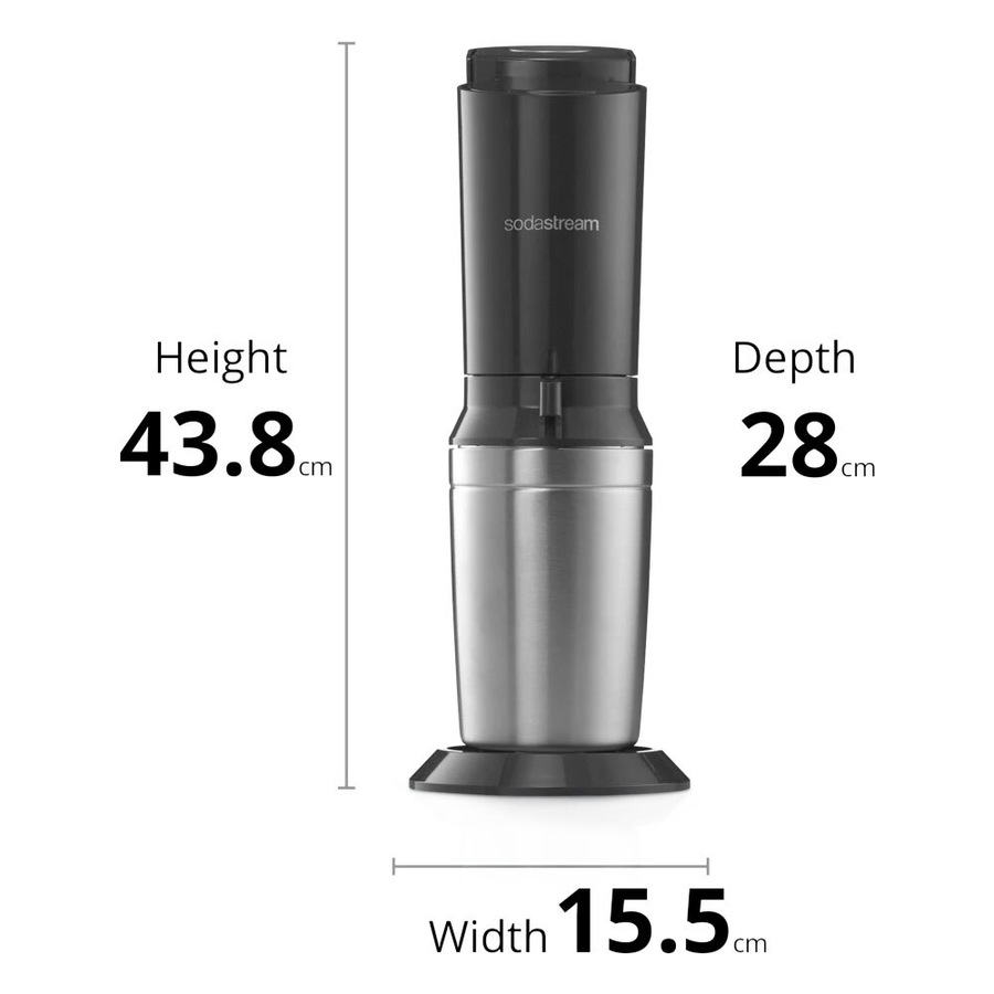SodaStream Crystal Sparkling/Fizzy Water/Soda Maker w/Gas/2x Glass Bottles Black