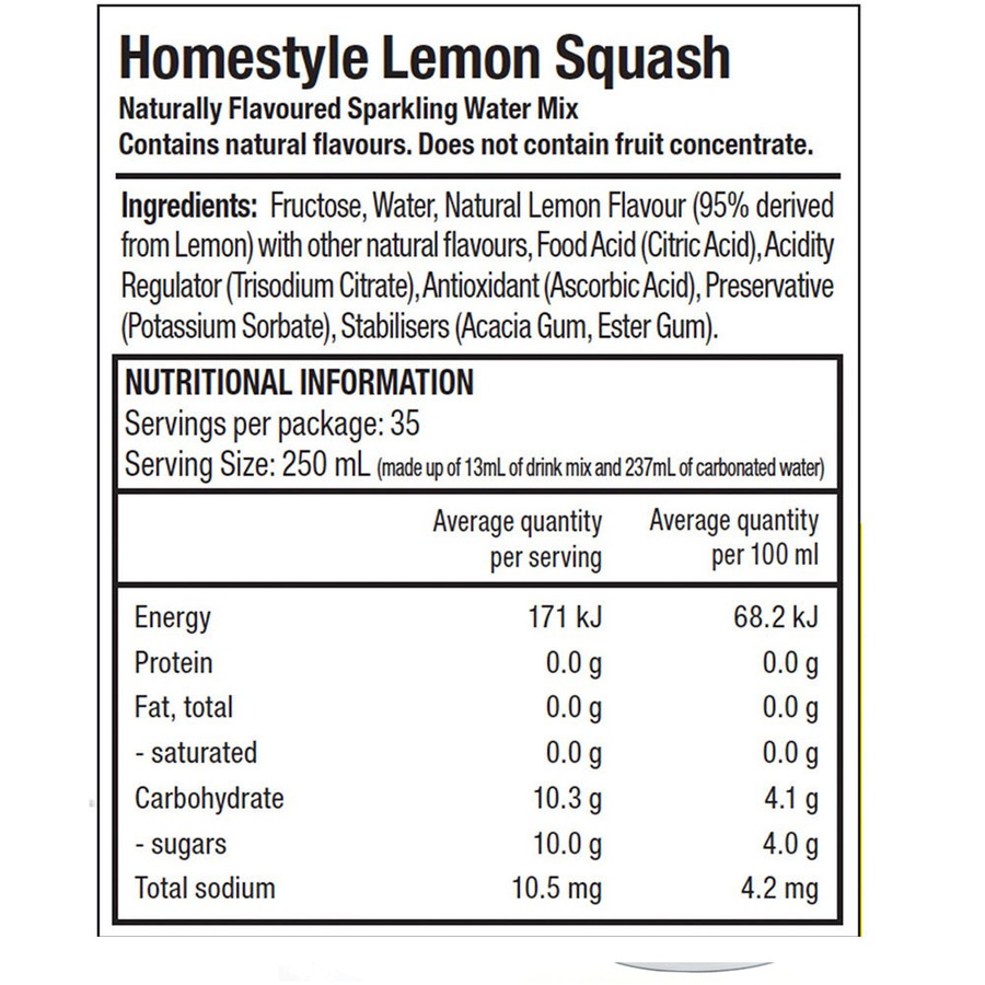 Sodastream Jet Drink Sparkling Soda Maker w/3x Lemon Squash 440ml Syrup Mix