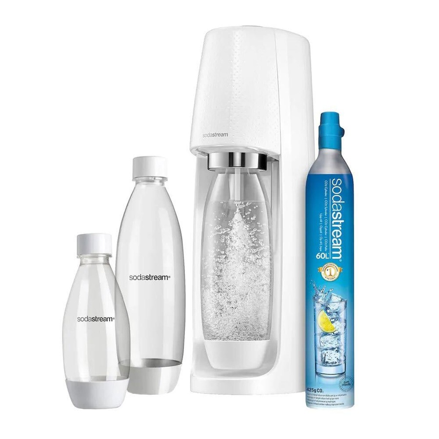 SodaStream Spirit Mega Pack 60L Sparkling Water/Soda Drink Maker w/ Bottles WHT