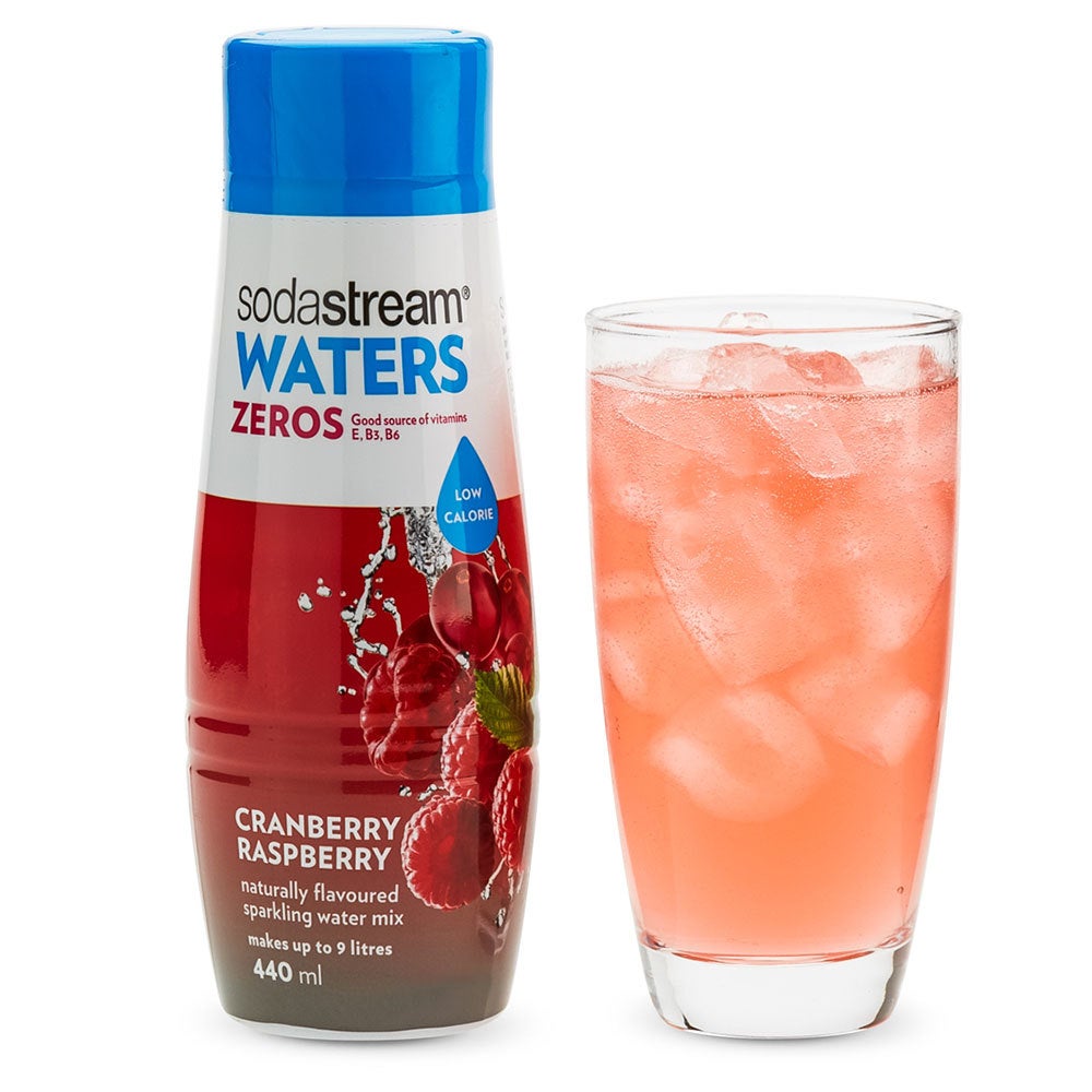 SodaStream Zeros Cranberry Raspberry 440ml/Sparkling Soda Syrup Mix - Low Sugar