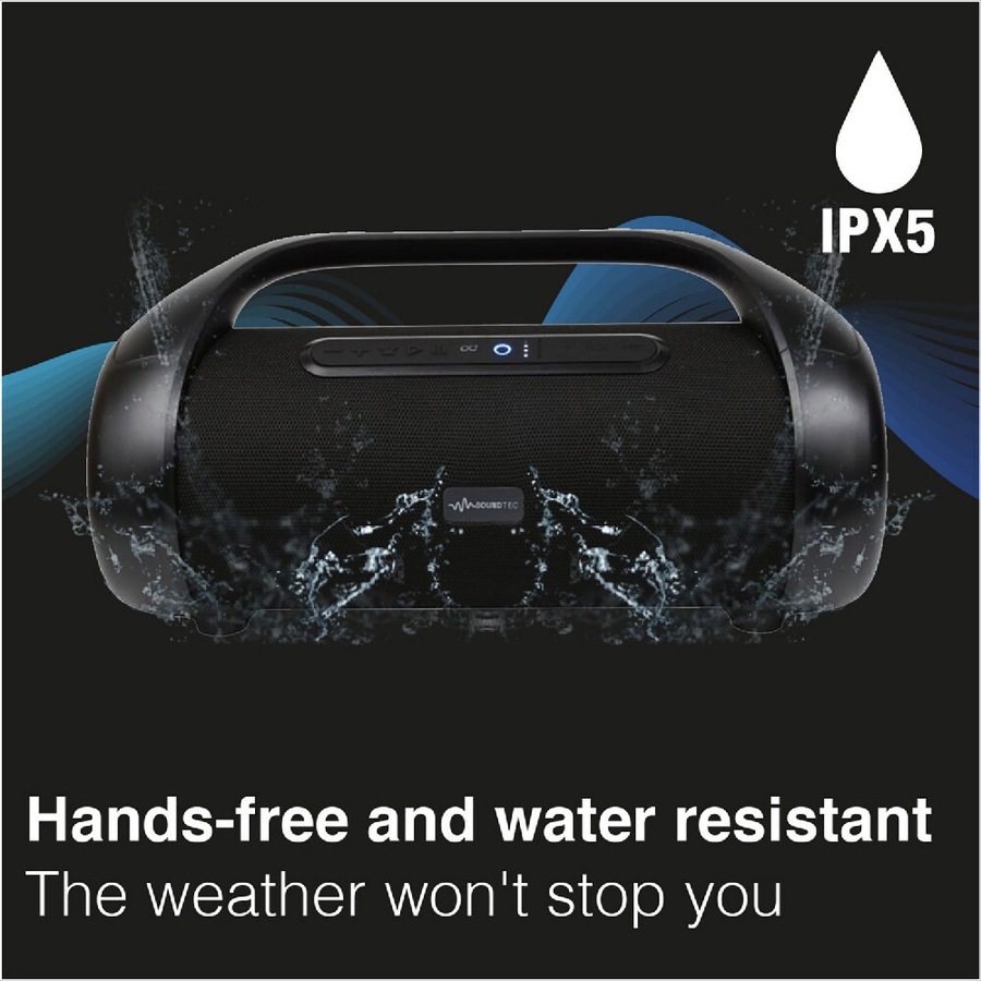 SoundTec 2.1 CH Superb Boombox Stereo Wireless Bluetooth Speaker w/ Mic Black