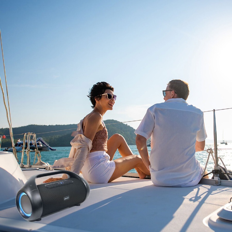 SoundTec 2.1 CH Superb Boombox Stereo Wireless Bluetooth Speaker w/ Mic Black