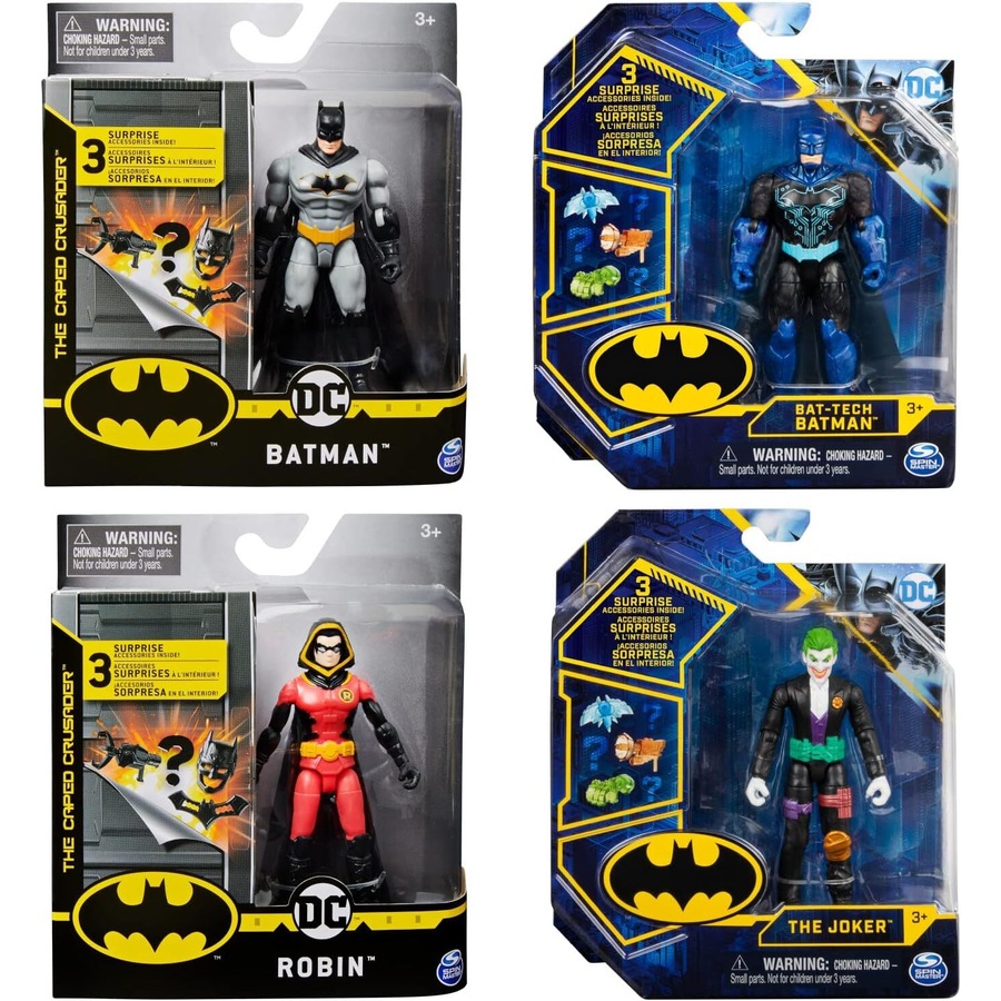 Spin Master Batman 4'' Basic Figure w/ Accessories Kids Doll Toy Assorted 3+