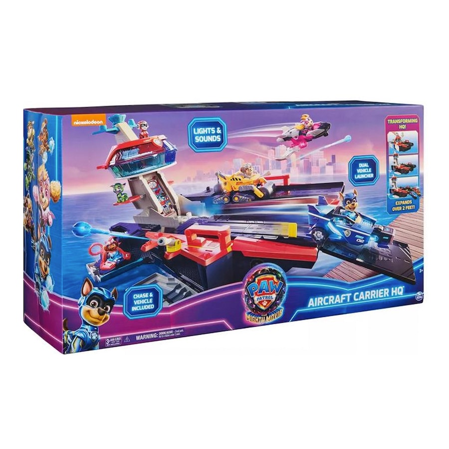 Spin Master Paw Patrol The Mighty Movie Aircraft Carrier HQ Play Kids Toy 3+
