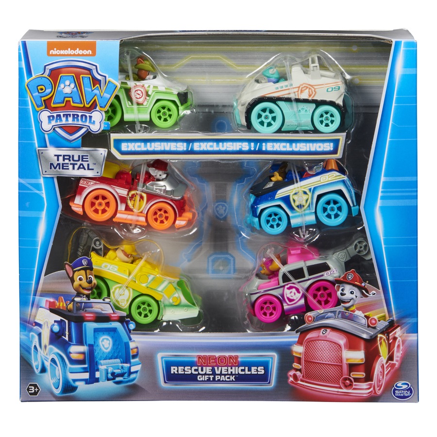 Spin Master Paw Patrol True Metal Neon Gift Pack Rescue Vehicles Kids Toy 3+