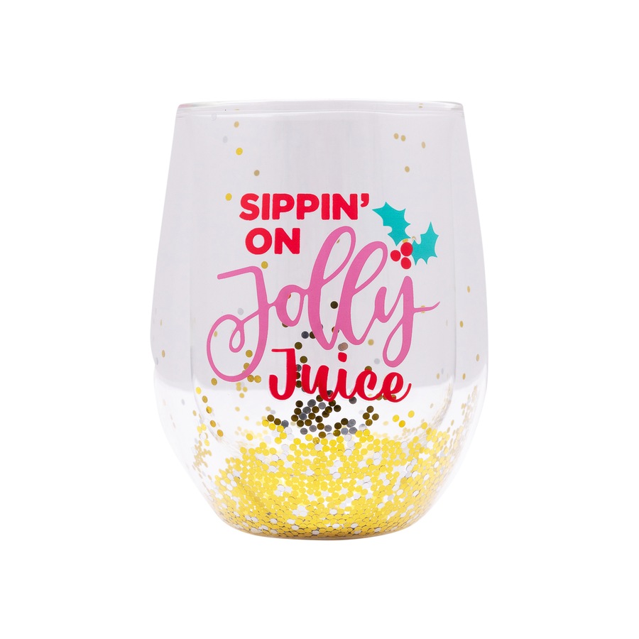 Splosh Christmas Jolly Stemless Glass Drink Tumbler Water/Juice Cup Round 13cm