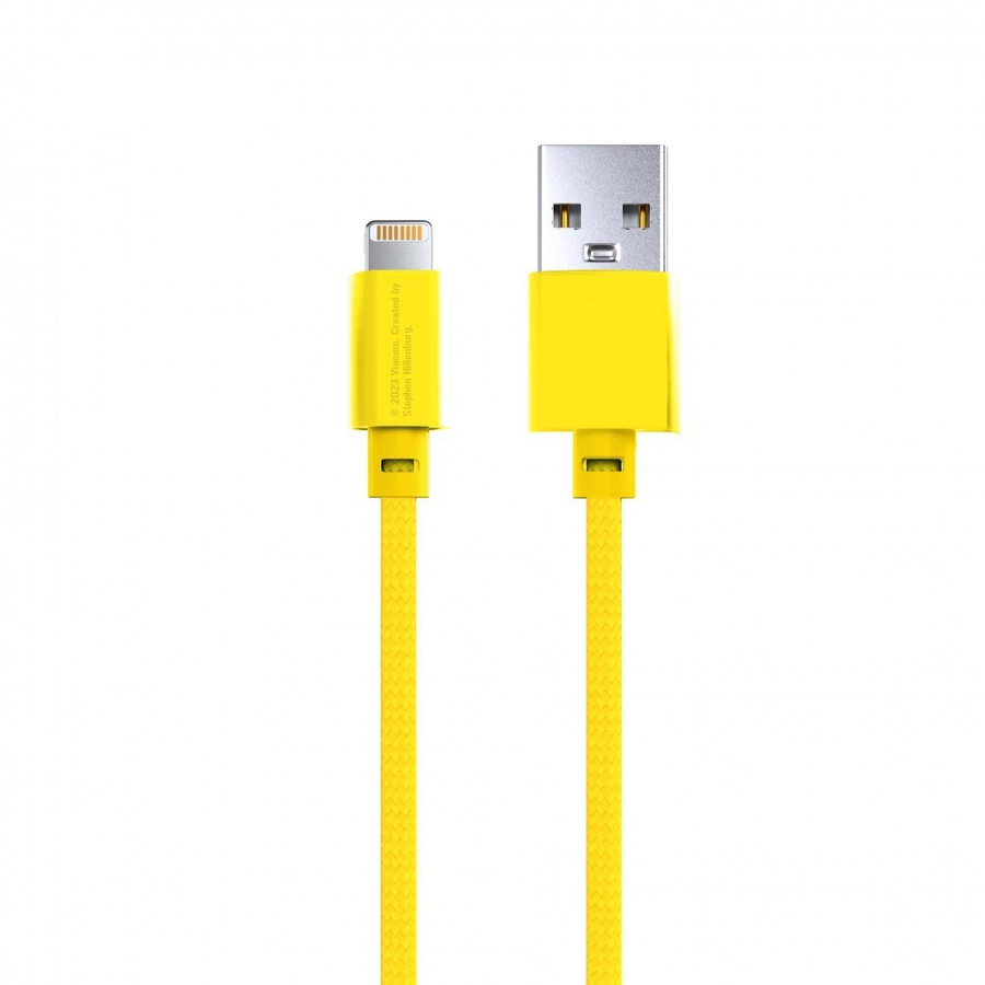 Spongebob SquarePants USB-A to 8-Pin 1m Cable Charging Cord For iPhone 14 Yellow