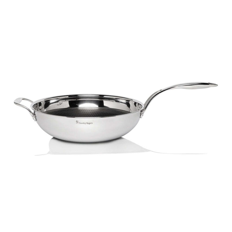 Stanley Rogers Matrix 32cm Stainless Steel Wok Pan Kitchen Food Cooking SLVR
