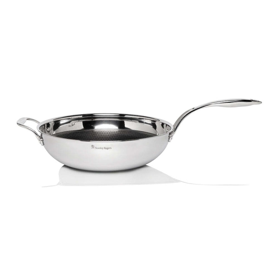 Stanley Rogers Matrix 32cm Stainless Steel Wok Pan Kitchen Food Cooking SLVR