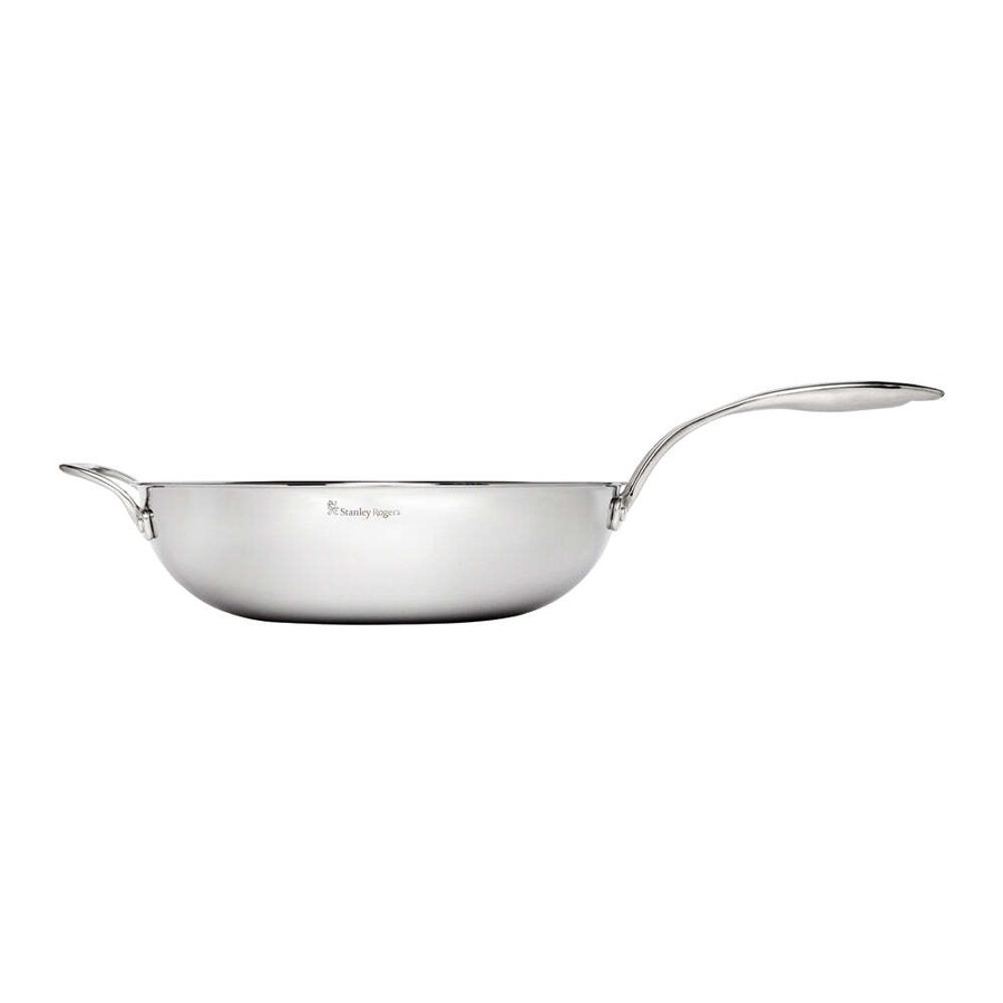 Stanley Rogers Matrix 32cm Stainless Steel Wok Pan Kitchen Food Cooking SLVR