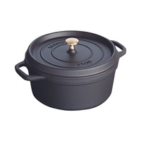 Staub 24cm/3.8L Cast Iron Round Cocotte Pot w/ Lid Induction Cookware Black