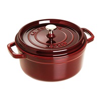 Staub 24cm/3.8L Cast Iron Round Cocotte Pot w/ Lid Induction Cookware Grenadine