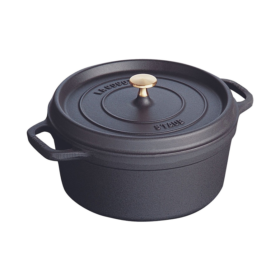 Staub 26cm/5.2L Cast Iron Round Cocotte Pot w/ Lid Induction Cookware Black