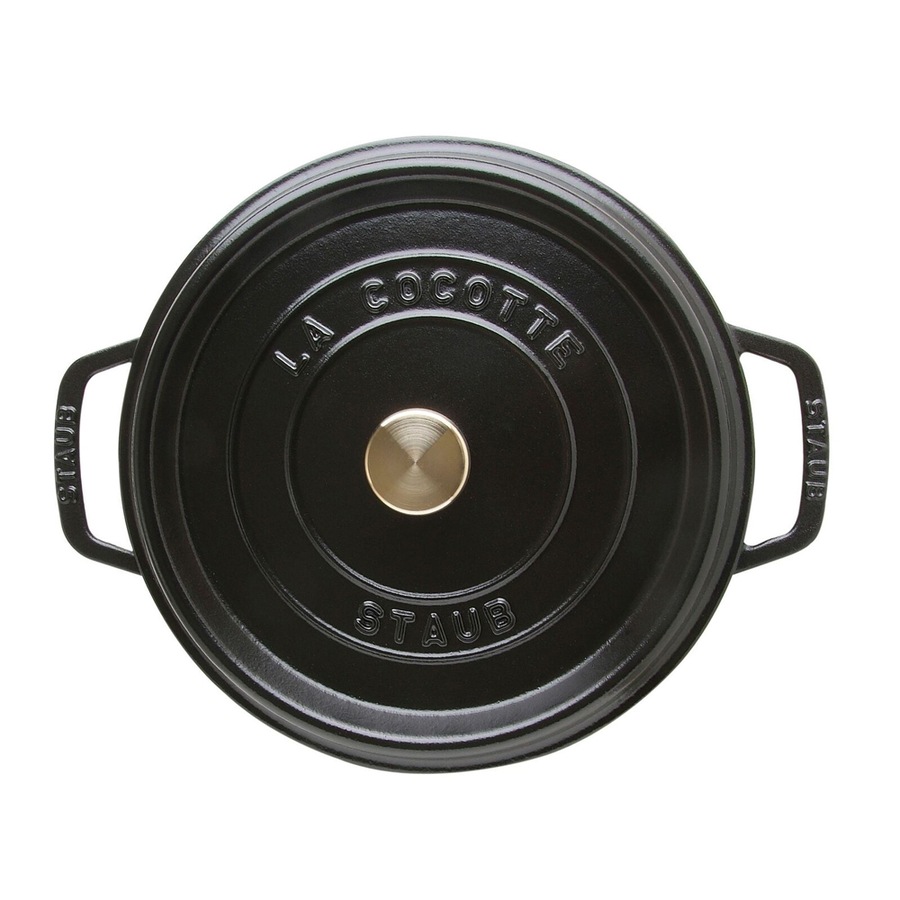 Staub 26cm/5.2L Cast Iron Round Cocotte Pot w/ Lid Induction Cookware Black