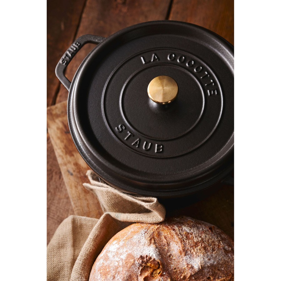 Staub 26cm/5.2L Cast Iron Round Cocotte Pot w/ Lid Induction Cookware Black