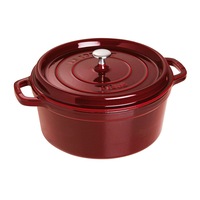 Staub 28cm/6.7L Cast Iron Round Cocotte Pot w/ Lid Induction Cookware Grenadine